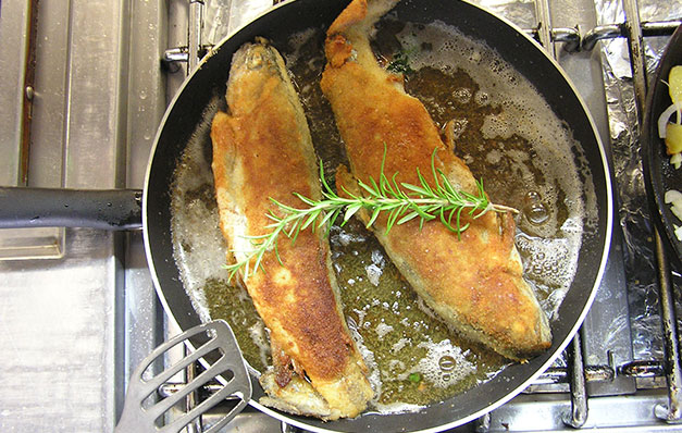 Bayerwaldforelle gebacken im Gasthof Mühle